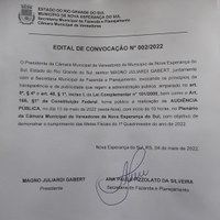 Audiência Pública -EDITAL DE CONVOCAÇÃO N° 002/2022